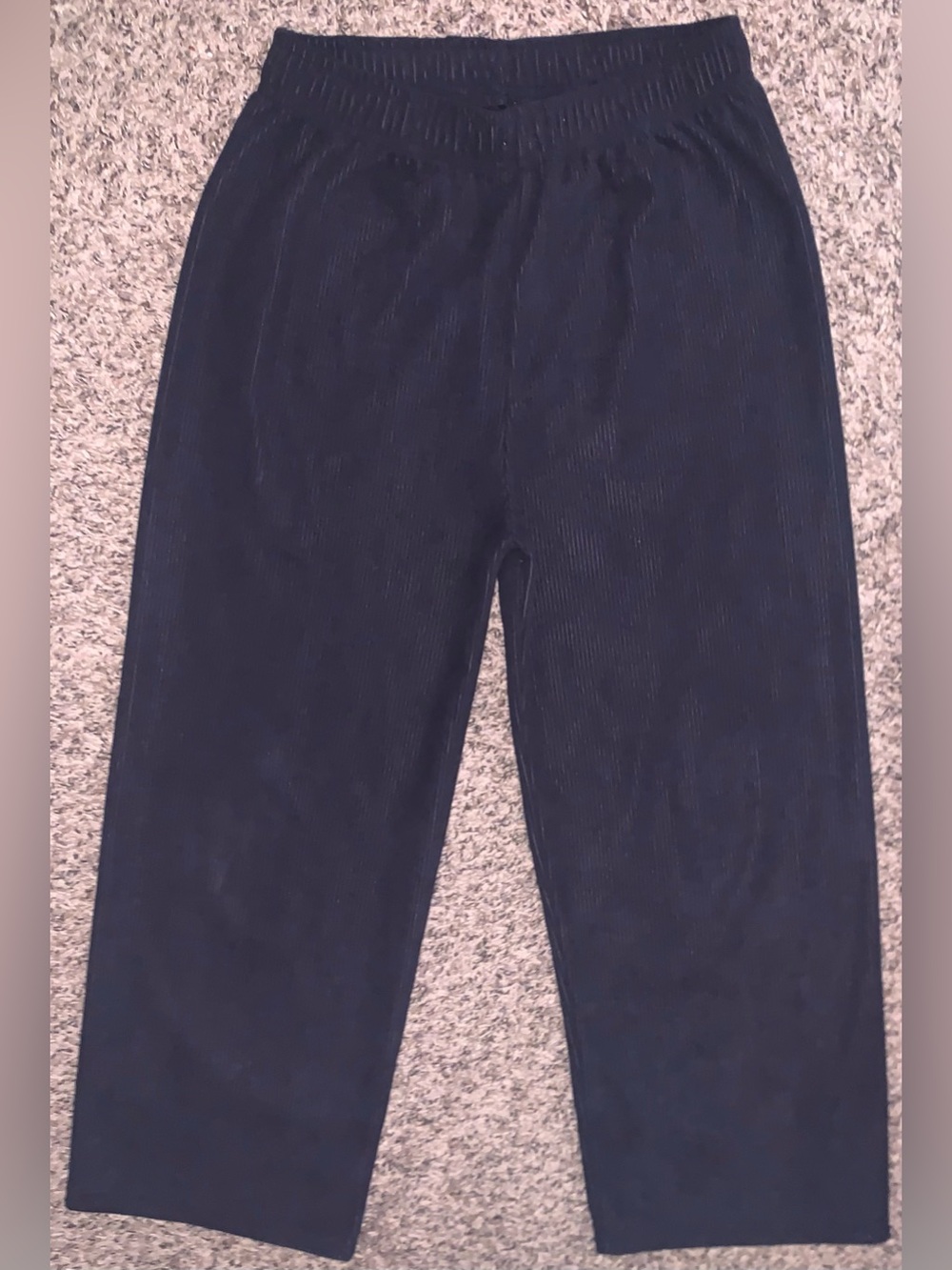 Women's Straight Leg Black Ribbed Pants